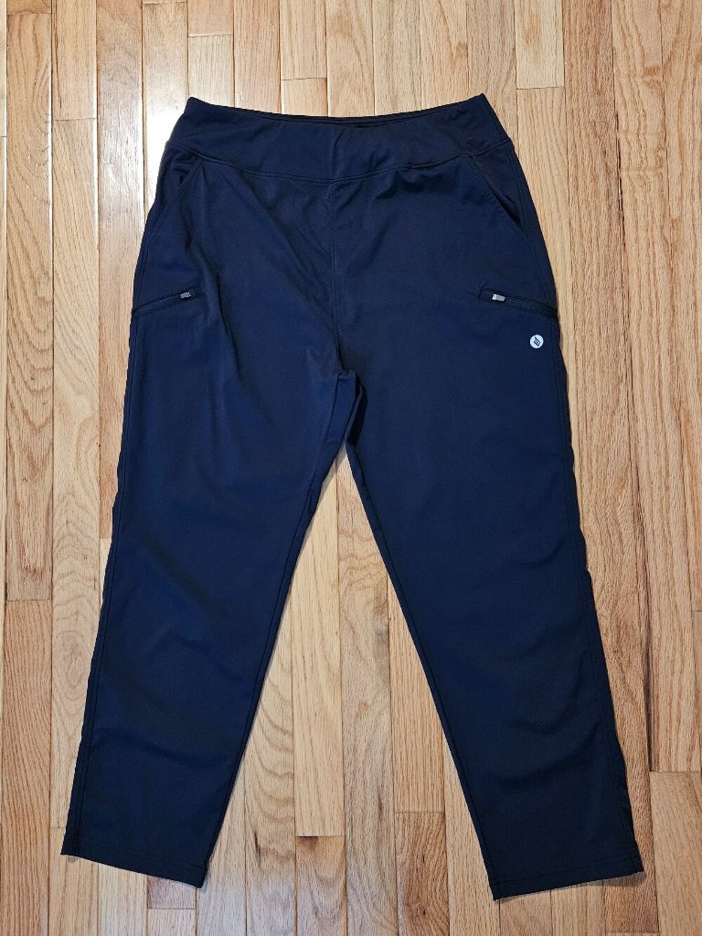 SANTINY Women's Pants 3 Zipper Pockets 7/8 Stretch High Waisted Size L